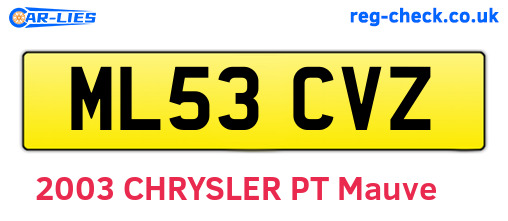 ML53CVZ are the vehicle registration plates.