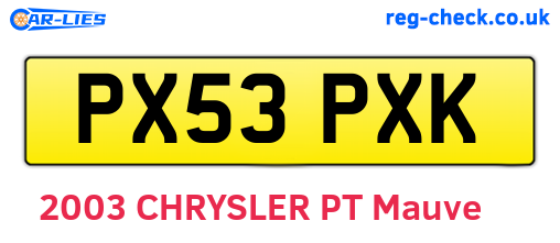 PX53PXK are the vehicle registration plates.