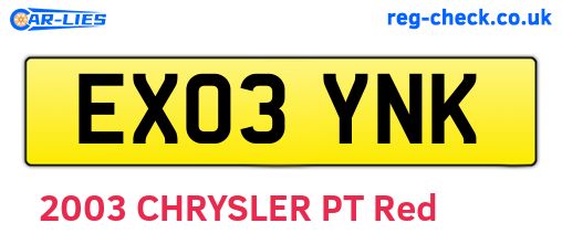 EX03YNK are the vehicle registration plates.