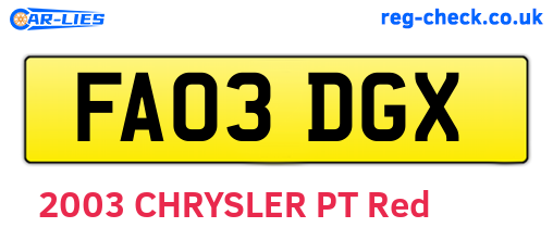 FA03DGX are the vehicle registration plates.