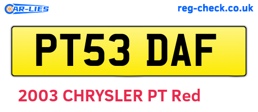 PT53DAF are the vehicle registration plates.