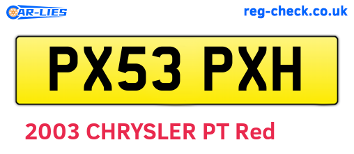 PX53PXH are the vehicle registration plates.