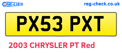 PX53PXT are the vehicle registration plates.