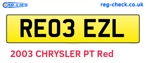 RE03EZL are the vehicle registration plates.