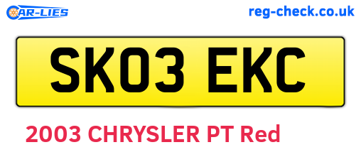 SK03EKC are the vehicle registration plates.