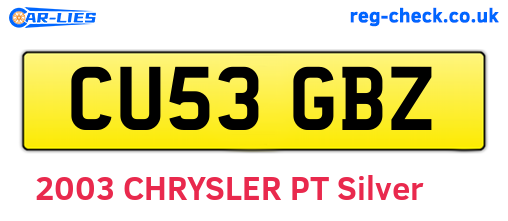 CU53GBZ are the vehicle registration plates.