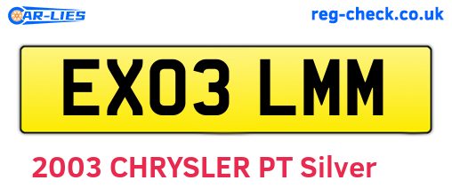EX03LMM are the vehicle registration plates.