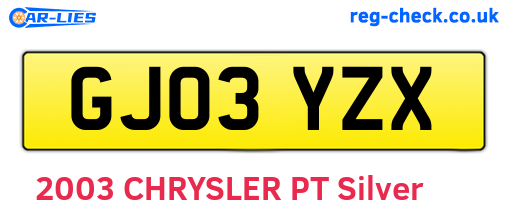 GJ03YZX are the vehicle registration plates.