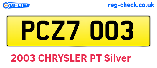 PCZ7003 are the vehicle registration plates.