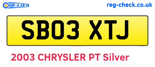 SB03XTJ are the vehicle registration plates.