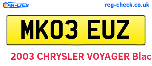 MK03EUZ are the vehicle registration plates.