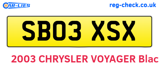 SB03XSX are the vehicle registration plates.