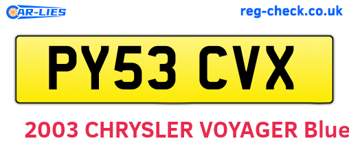 PY53CVX are the vehicle registration plates.