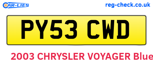 PY53CWD are the vehicle registration plates.