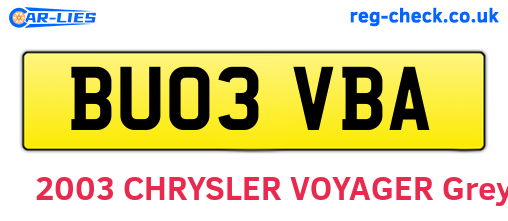 BU03VBA are the vehicle registration plates.