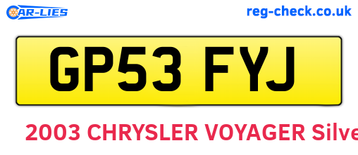 GP53FYJ are the vehicle registration plates.