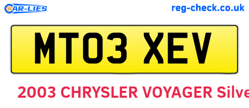 MT03XEV are the vehicle registration plates.