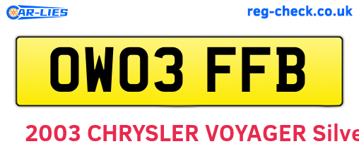 OW03FFB are the vehicle registration plates.