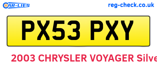 PX53PXY are the vehicle registration plates.
