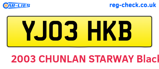 YJ03HKB are the vehicle registration plates.