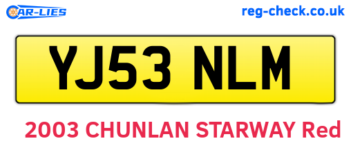 YJ53NLM are the vehicle registration plates.