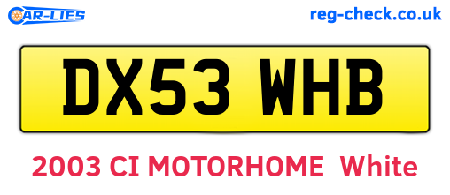 DX53WHB are the vehicle registration plates.