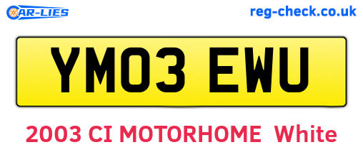 YM03EWU are the vehicle registration plates.