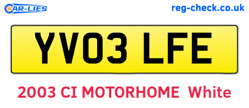 YV03LFE are the vehicle registration plates.