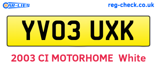 YV03UXK are the vehicle registration plates.