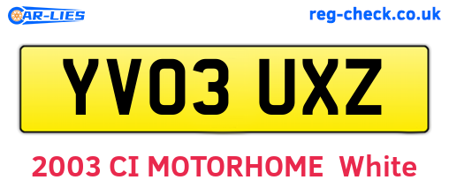 YV03UXZ are the vehicle registration plates.