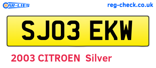 SJ03EKW are the vehicle registration plates.