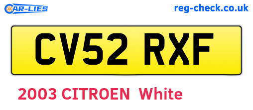 CV52RXF are the vehicle registration plates.