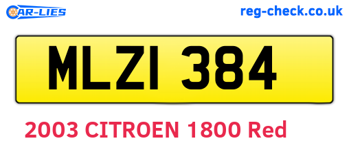 MLZ1384 are the vehicle registration plates.