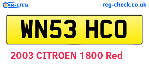 WN53HCO are the vehicle registration plates.