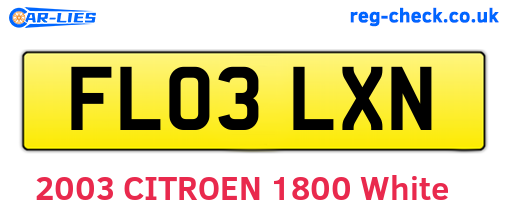 FL03LXN are the vehicle registration plates.