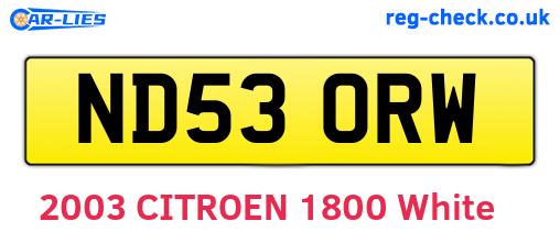 ND53ORW are the vehicle registration plates.