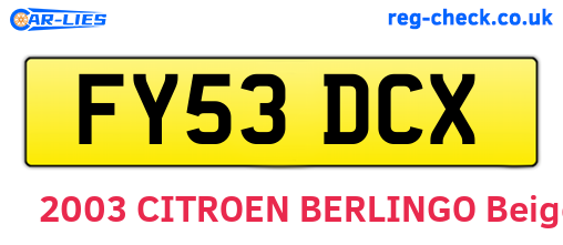 FY53DCX are the vehicle registration plates.