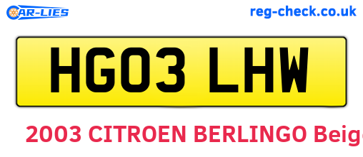 HG03LHW are the vehicle registration plates.