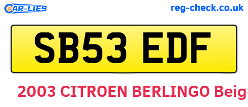 SB53EDF are the vehicle registration plates.