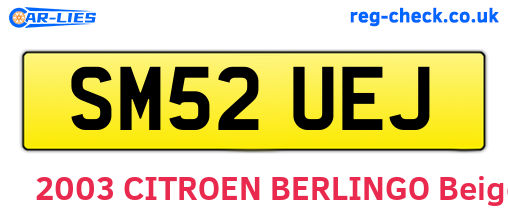 SM52UEJ are the vehicle registration plates.