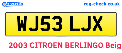 WJ53LJX are the vehicle registration plates.