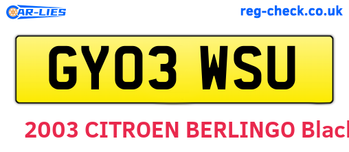 GY03WSU are the vehicle registration plates.
