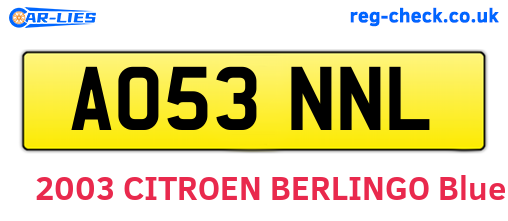 AO53NNL are the vehicle registration plates.