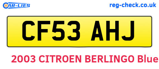 CF53AHJ are the vehicle registration plates.