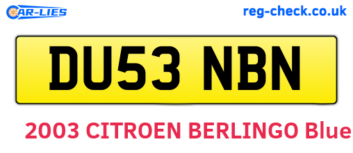 DU53NBN are the vehicle registration plates.