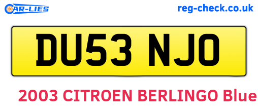 DU53NJO are the vehicle registration plates.