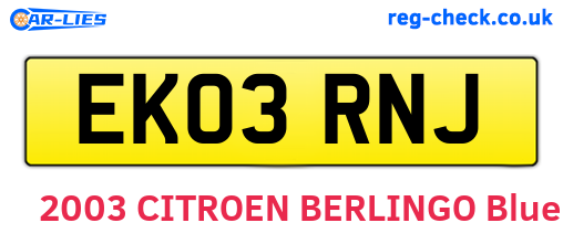 EK03RNJ are the vehicle registration plates.