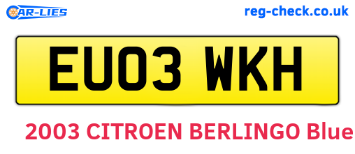 EU03WKH are the vehicle registration plates.