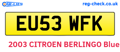 EU53WFK are the vehicle registration plates.
