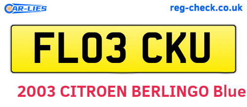 FL03CKU are the vehicle registration plates.